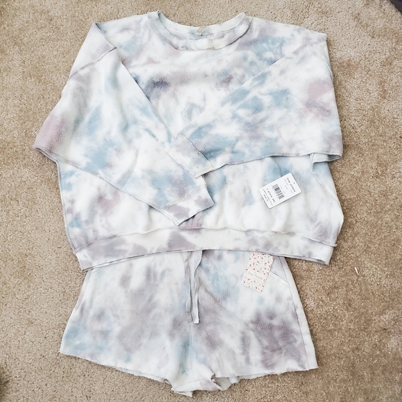Free People Kelly Washed Lounge Set Blue Combo - Picture 4 of 7